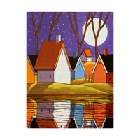 Védjegy képzőművészet 'Purple Sky And Stars Cottages' vászon művészet Cathy Horvath-Buchanan