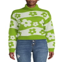 Szerelem by Design Juniors Flower Stripe Turtleneck pulóver