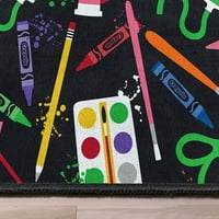 Crayola kollekció, amelyet jól szövött művészeti kellékek Black 7'10 9'10 terület szőnyeg