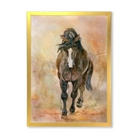 Designart 'Absztrakt portré a gyönyörű gesztenye ló i' parasztház keretes művészeti nyomtatás