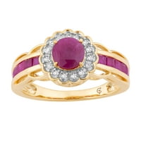 10K Gold Ruby & Carat T.W. Gyémánt többszintű virággyűrű