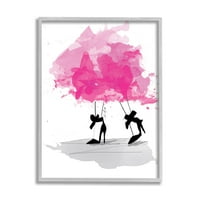 Stupell Industries absztrakt rózsaszín divat sarok grafika szürke Keretes művészet nyomtatás Wall Art, Design Alison Petrie