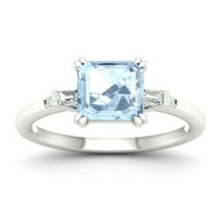 Imperial drágakő 10K fehérarany smaragd vágott akvamarin ct tw gyémánt női gyűrű