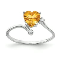 Primal Gold Karat fehérarany szív citrin és gyémánt gyűrű