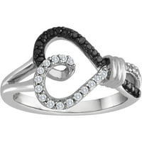Sterling ezüst fekete -fehér karátos T.W. Gyémánt gyűrű