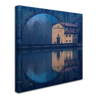 Védjegy képzőművészet 'híd és ház' vászon művészet Massimo Della Latta