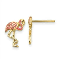 Primal Arany Karátos Sárga Arany Rózsaszín Zománcozott Flamingó Post Fülbevaló