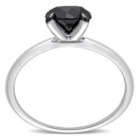 Miabella női karátos T.W. Fekete gyémánt 10KT fehérarany pasziánsz eljegyzési gyűrű