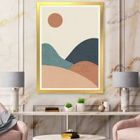 Designart 'Minimalista Vintage táj a tónál naplementekor' Modern keretes művészeti nyomtatás