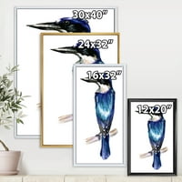 Designart 'Style Blue Kingfisher Bird' hagyományos keretes vászon fali művészet