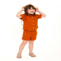 A Wonder Nation kisgyermek lányok megemelt ing és rövidnadrág, méretek 12m-5T