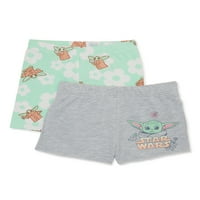 Csillagok háborúja A Mandalorian Girls Baby Yoda rövidnadrág, 2-Pack, Méret 4-16