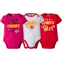 Kansas City Chiefs kislányok rövid ujjú bodysuit szett, 3 csomag