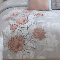 Mainstays 7 darabos rózsák kényelmes szett, elpirulás, király, shams, dec-párnák és ágy szoknya