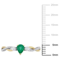 Miabella női karátos smaragd karátos gyémántok 14KT kéttónusú arany csavart szárgyűrű