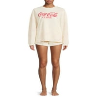 Coca-Cola juniorok és juniorok, valamint klasszikus logó francia Terry hosszú ujjú alvás póló és társalgó rövidnadrág, 2 darabos