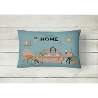 Carolines Treasures CK7934PW Fekete Ezüst Shih Tzu Sweet Home vászon szövet dekoratív párna, 12h x16W, Többszínű