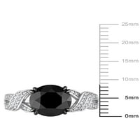 3- Carat T.W. Fekete -fehér gyémánt 10KT Fehér Arany Crossover eljegyzési gyűrű