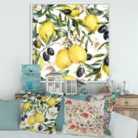Designart 'Olive és citrom ágak I' Trópusi keretes vászon fali művészet nyomtatás