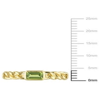 Carat T.G.W. Octagon-vágott peridot 10KT sárga arany ovális link pasziánsz gyűrű