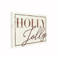 A Stupell Home Decor Collection Holiday piros és zöld márványos papír Holly Jolly Szezonális tipográfia fali plakett művészet,
