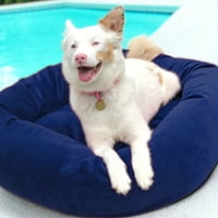 Luxus bársonyos kutyaágy, mosható felhőszerű memóriahab, nagy méretű kobaltban