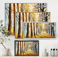 Designart 'Morning Glow az őszi fák tóház keretes vászon fali művészet nyomtatvány