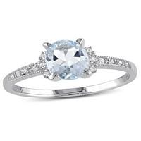 Carat T.G.W. Akvamarin és gyémánt-Accent sterling ezüst divatgyűrű
