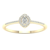 Imperial 1 5Ct TDW Diamond 10K Sárga Arany Marquise Diamond Halo Promise Ring