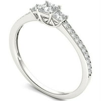 Carat T.W. Gyémánt hercegnő-vágott háromköves 14 kt fehér arany eljegyzési gyűrű