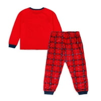 Wonder Nation Boys hosszú ujjú pizsamás ing és nadrág, 2 darabos szett, méretek 4- és Husky
