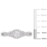 Carat T.W. Gyémánt sterling ezüst osztott szár halo eljegyzési gyűrű