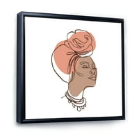 DesignArt 'Afro American Woman IV. Egy vonalú portréja' Modern keretes vászon fali művészet nyomtatás