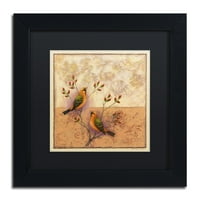 Védjegy Képzőművészet „Két narancssárga madár” vászon művészet: Rachel Paxton, fekete matt, fekete keret