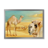 Designart 'Camels in Wild Sivatert II' parasztház keretes művészeti nyomtatás