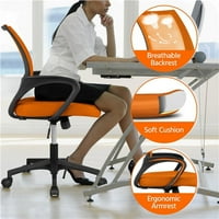 Smile Mart állítható középső hátsó háló forgó irodai szék kartámaszokkal, narancssárga