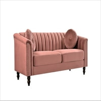 UsprideFurniture Hills Tufted Back Nailhead 75.2 Velvet kanapé, rózsa