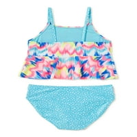 Breaking Waves lányok nyomtatott peplum tankini fürdőruhája, 4- & plusz