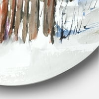Designart 'Régi elhagyott faház téli hó képen' Hagyományos körfém fali művészet - 11 lemez