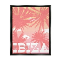 Stupell Industries trópusi Ibiza pálmafák grafikus jet fekete úszó keretes vászon nyomtatott fali művészet, tervezés: Daphne