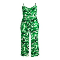 Scoop Női V-nyakú önöv nyomtatott jumpsuit