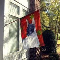 Caroline kincsei SS4687-FLAG-szülő patkány Terrier piros és zöld hópelyhek Ünnep Karácsonyi zászló, Többszínű