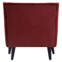 Elle Decor Celeste Tufted Wingback Velvet kárpitozott ékezetes szék, Burgundia Red