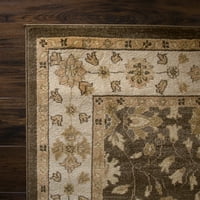 4'x6 ”terület szőnyegkeverésű virágos virágos barna, bézs és elefántcsont-hagyományos vintage keleti ihletésű szőnyeg-szőnyeg