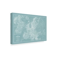 Védjegy képzőművészet 'Európa térképe az Aqua-N' vászon művészet Mitchell