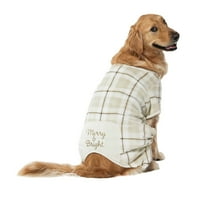 Élénk életű kutya ruhák: Merry & Bright Glitter Screenyprint gyapjú pizsamák, L méret