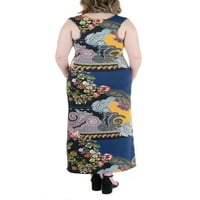 24 Seven Comfore Apparel Női Plusz méret Paisley nyomtatott Razorback Maxi ruha
