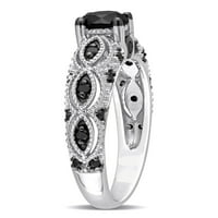 Miabella női karátos T.W. Fekete gyémánt 10KT fehér arany eljegyzési gyűrű