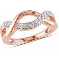 Gyémánt akcentus rózsaszín ródium az ezüst keresztező gyűrű felett