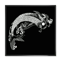 Designart 'Chinoiserie Koi Fish I' hagyományos keretes vászon fali művészet nyomtatás